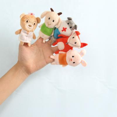 China Custom 5PCS Intelligence Developing Puppet Kids Interactive Learning Toys Finger Puppet Set With Story Card for sale