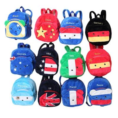 China 30cm Anti-theft Kids Backpack Plush Cartoon Bear Flag Backpack Boys School Bag for sale