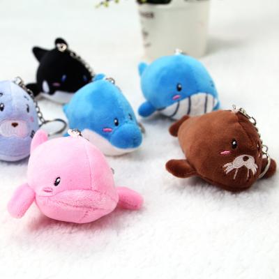 China Bags 10CM Stuffed Custom Sea Animal Plush Toys Key Chain Dolls Wholesale Small Size Dolphin for sale