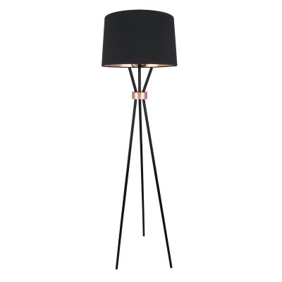 China Modern Design Style Fabric Shade Floor Lamp Black Gold Slim Tripod Floor Lamp for sale