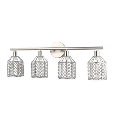 China Industrial unique modern style shiny nickel four light wall lamp with fish bone metal cage for sale