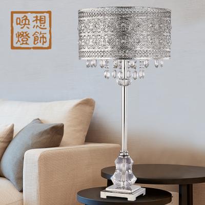 China Long Power Cord Crystal Decor Hollow Out Fancy Metal Shade Table Lamp Chandelier Table Light for sale