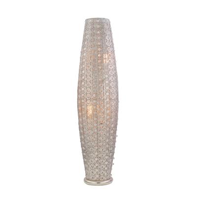 China Crystal Bead Luxury Living Room 2 Modern Light Floor Standing Lamps White Fretwork Design for sale