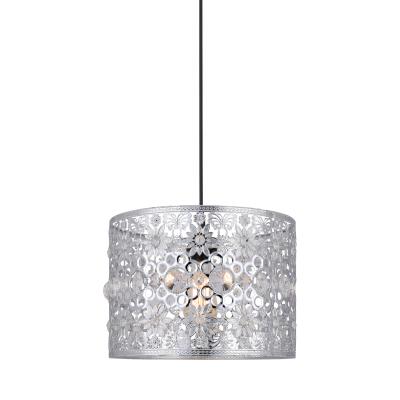 China Modern Wide Metal Cage Cavity Candle Drum Pendant Chandelier with Butterfly Flower Design Shade for sale