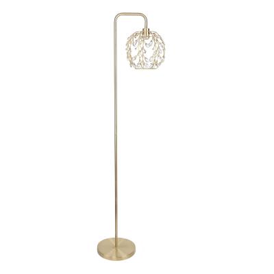 China Modern Nordic Modern Metal Crystal Gold Luxury Floral Lampshade Floor Lamp For Living Room Bedroom for sale