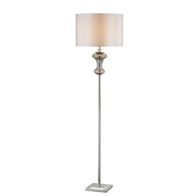 China Traditional Traditional Smoked Mercury Glass Floor Lamp Accented Brushed Nickel Metal Standing Lamp With Linen Shade for sale