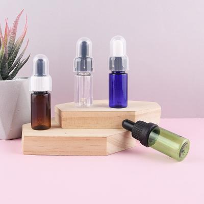 China Personal Care Brown Round Transparent Blue Green Plastic Dropper Bottle 10ml Essential Oil Bottles for sale