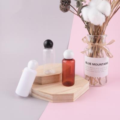 China Luxury Personal Care Cosmetic 30ml PET Transparent White Brown Plastic Dropper Bottle With Mushroom Lids for sale