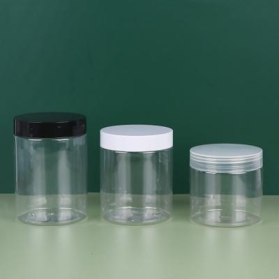 China Factory Size Custom Wild-Mouth Round Food Storage Jar Cosmetic Sample Container Makeup Jar PET Clear Plastic Jar for sale