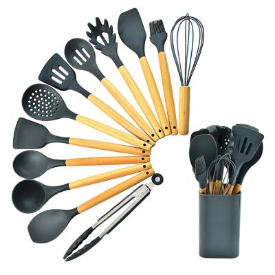 China Viable Viable Custom Cooking Accessories Silicon 13pieces in 1 Black Tool Kit Kitchen Silicone Cooking Utensils for sale