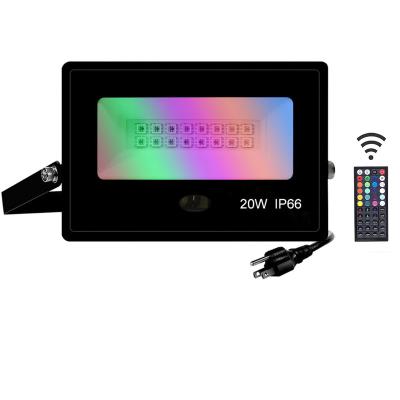 China 20W IP66 Outdoor Waterproof Outdoor Landscape Light IR RGB Remote Control Color Changing LED Flood Light for sale