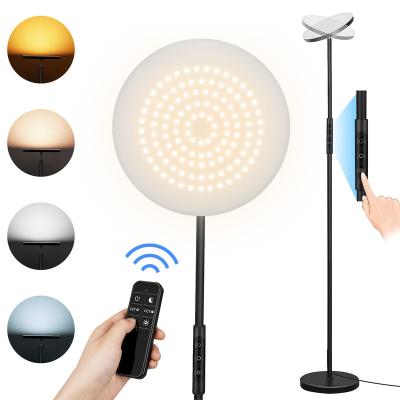 China Modern White Smart Remote Control Adjustable 350 Super Bright 180 Degree Rotation Bedroom Floor Stand Reading Lamp for sale