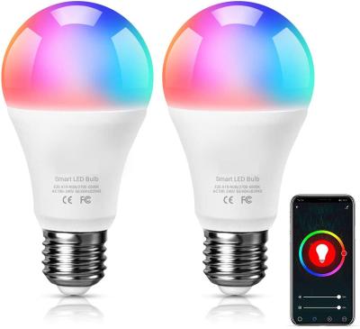 China A60 Color Changing Light Bulb Work At Home With Google Assistant And Alexa E26 E27 B22 Smart WiFi LED RGB Light Bulb for sale