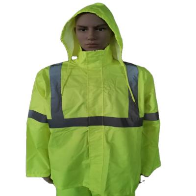 China Waterproof Reflective Raincoat Water Proof HI-VIS Safety Rain Jacket for sale