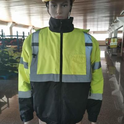 China 300 D Oxford with safety COLD WEATHER coating reflective LUXURY JACKET PU HI-VIS REFLECTIVE RAINCOAT for sale