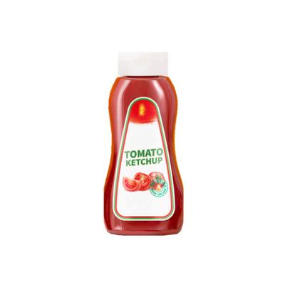 China 520ml Food Salad Transparent PET Plastic Ketchup Bottle With White Lid for sale