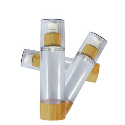 China 120ml Cosmetic Emulsion Bamboo Plastic Airless Bottle for sale