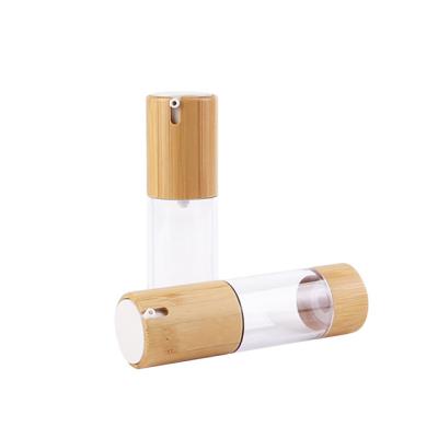 China Cosmetic Emulsion Bamboo Plastic Airless Press 50ml Type U Type Bottle for sale