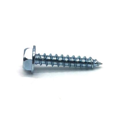 China Hexagon Flat Head Plating Zinc Tapping Screw With Flange for sale