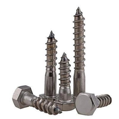 China DIN571 Black Hex Head Carbon Steel Wood Screws Carbon Steel Stock OEM Support for sale