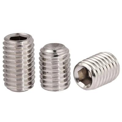 China DIN916 HEX Set Screw 304 Stainless Steel Flat Inner Hex Socket Set Screws With Flat Point Worm Set Screw for sale