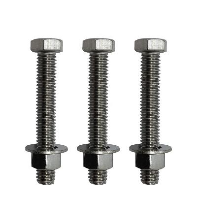 China DIN933 Industry Hex Bolt With Nuts And Washers 304 Stainless Steel OEM Stock Support for sale