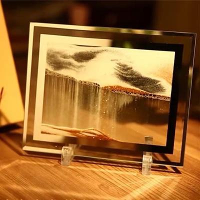 China China Customized 3D Quicksand Painting Ornaments Desktop Art Toys Moving Sand Picture With Spinning Base Glass Crafts Sand Glass for sale