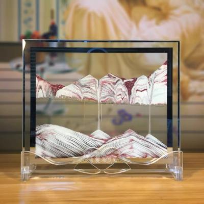 China China Customized New Style Frame Creative Glass Hourglass Hourglass Painting Home Decoration Fluid Art Fluid Move Sand Picture for sale