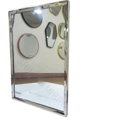 China Stainless Steel Silver Frame Modern Bathroom Vanity Wall Mirrors for sale