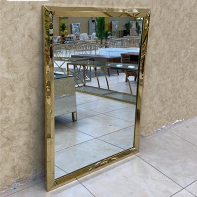 China Hotel Project Bathroom Magnifying Mirror For Metal Gold Stainless Steel Frame Mirror for sale