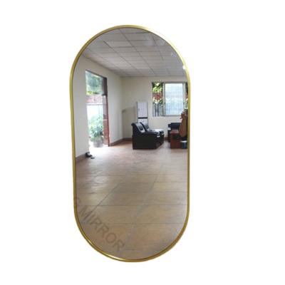 China Wholesale Large Magnifying Wall Mounted Aluminum Alloy Long Form Black Modern Home Decor Oval Track Shape Mirror Bathroom for sale