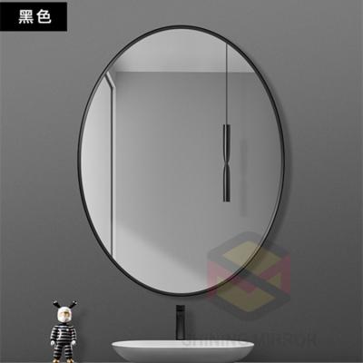 China Magnifying for home decor black Oval shape smart mirror glass Custom aluminum sheet Frame with led makeup mirror for sale