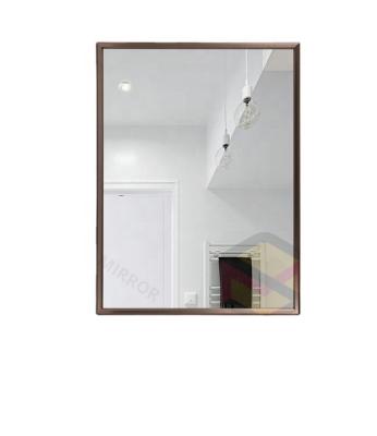 China Black square frame metal mirror bathroom mirror China factory mass production apartment wall enlarging right angle mirror for sale