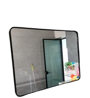 China Custom Magnifying Bathroom Mirror Square Black Bedroom Mirror Smart Vanity Mirror Wall Mounted Aluminum Alloy Frame for sale