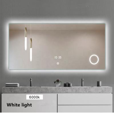 China Magnifying Wall Mounted Bathroom Makeup Mirror With Led Light And 3x Magnification Battery Operated Big Size for sale