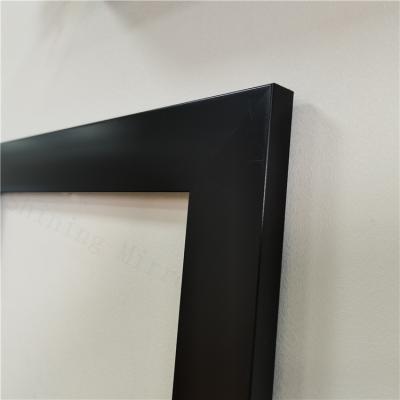 China Modern Black Framed Mirrors For Bathroom Ideas Plastic Framed Wall Mirrors H-A Framed Rectangle Bathroom Mirrors For Wall for sale