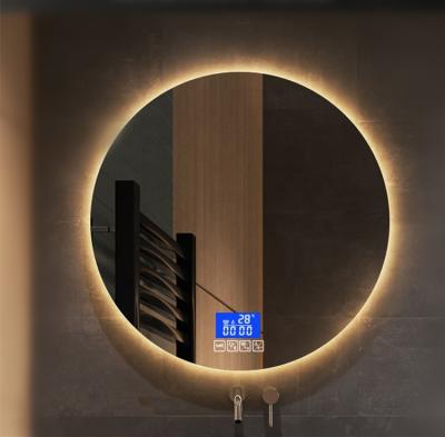 China Custom Modern Bathroom Magnifying Wall Mounted Illuminated Smart Led Mirror With Time Display for sale