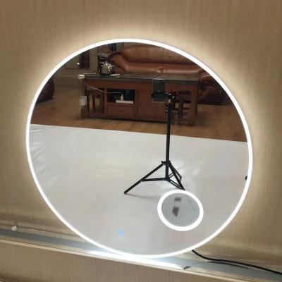 China Round Bathmirrors Magnifying Modern Smart Frameless Bathroom Vanity Led Mirror Fog Light Mirror for sale