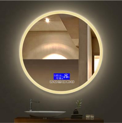 China Waterproof Wall Mounted Magnifying Bedroom Bathroom Led Smart Mirror With Time Display for sale