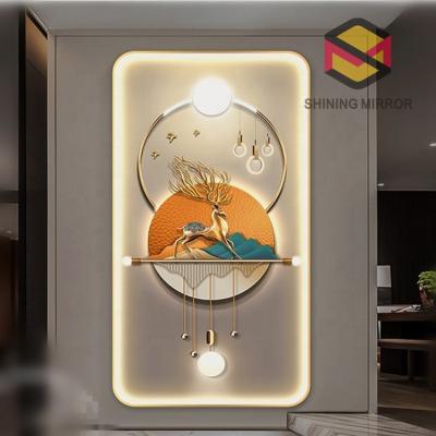 China Mordern Simple Customized Decorative Aluminum Frame Led Lighted Square Art Pictures Wall Painting For Sale for sale