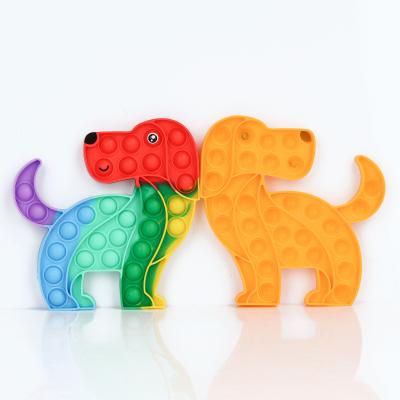 China Education/Fancy/Decompression Dog Push Noise Toys Wiggle Bubble Shape Anti Stress Animals Reliver Rainbow Push Bubble Stress Toys for sale