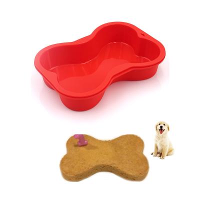 China Viable Hot Selling Amazon Silicone Dog Bone Shape Cake Pan Baking Mold For Puppy Birthday Cake Mix Novelty for sale