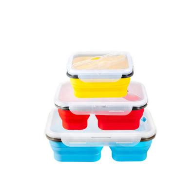 China Hot Sale Microwavable Collapsible Silicone Food Storage Container Collapsible Food Bowl for sale