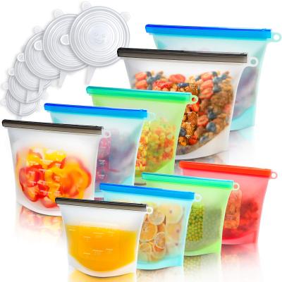 China Microwavable Safe Airtight Easy Seal Reusable Food Grade Silicone Food Storage Bag for sale