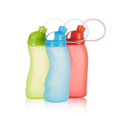 China Factory Supply 500ml Silicone Water Bottles Stocked Collapsible Drinking Bottle Promotion for sale