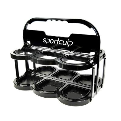 China Popular BLACK collapsible sports bottle carrier with 6 square holes for water bottles for sale