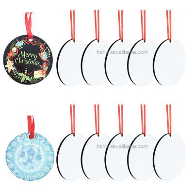 China Chirstmas Decor Personalized Christmas Decoration Wooden Blank Round Sublimation Ornaments for sale