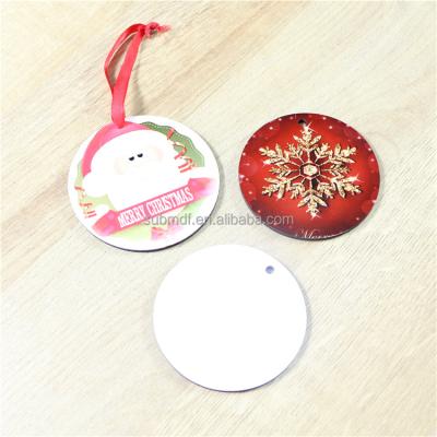 China Promotion Christmas Gift Circle MDF Wood Ornaments For Dye Sublimation Printing for sale