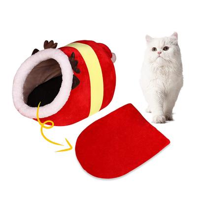 China Elk Shape Christmas Tree Elk Shaped Cat House Christmas Gift Cat Pet Christmas Nest Breathable Warm Plush Cat House for sale