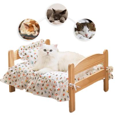 China 2022 New Design Cheap Open Pet Bed Breathable For Cats Wooden Cat Bed Modern Solid Pet Beds And Accessories for sale